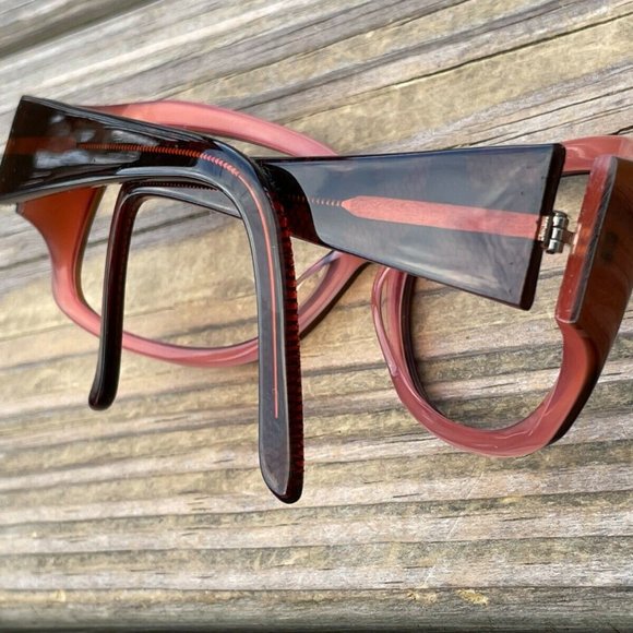 Norma Kamali Women Eyeglasses/Sunglasses Frame Brown Shimmer Handmade in China - Picture 3 of 12